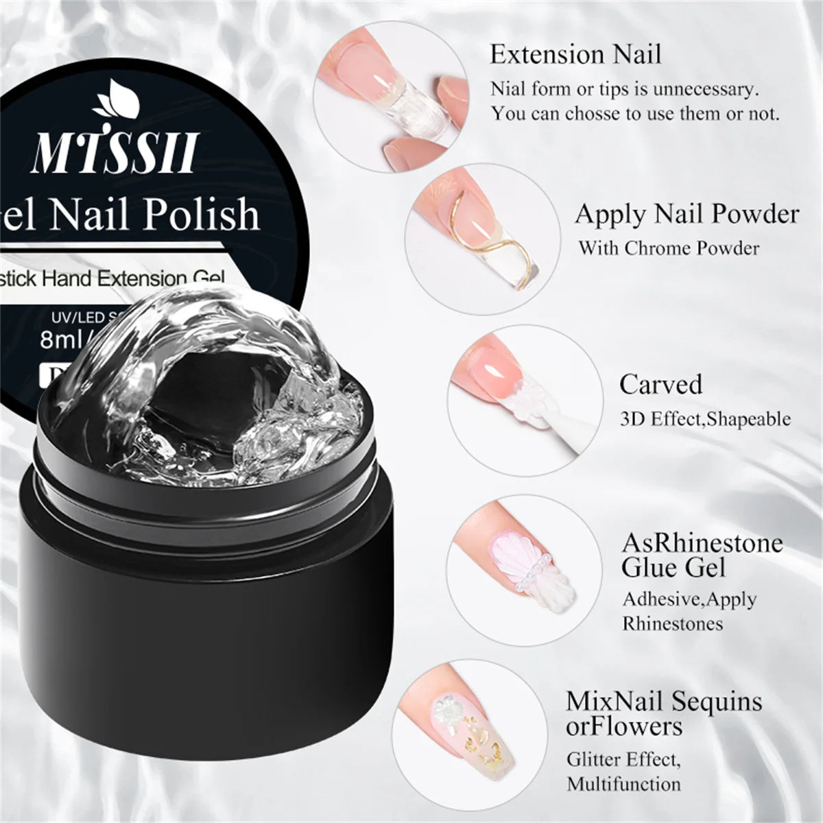 2/3pcs Clear Non-Stick Hand Extension Gel Nail Polish Set 3D Shaping/Sculpting/Carving UV/LED Gel Jelly Hard Gel Manicure DIY