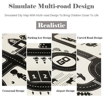 130*100CM Road Map Carpet for Kids Parking Lot Roadmap 83*58CM City Traffic Map of Road Boy Girls Educational Toy Crawling Games