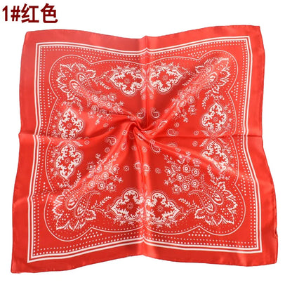 68cm Paisley Small Cashew Flower Scarf for Women Spring and Summer Thin Satin Square Scarf Retro Versatile Headscarf Shawl