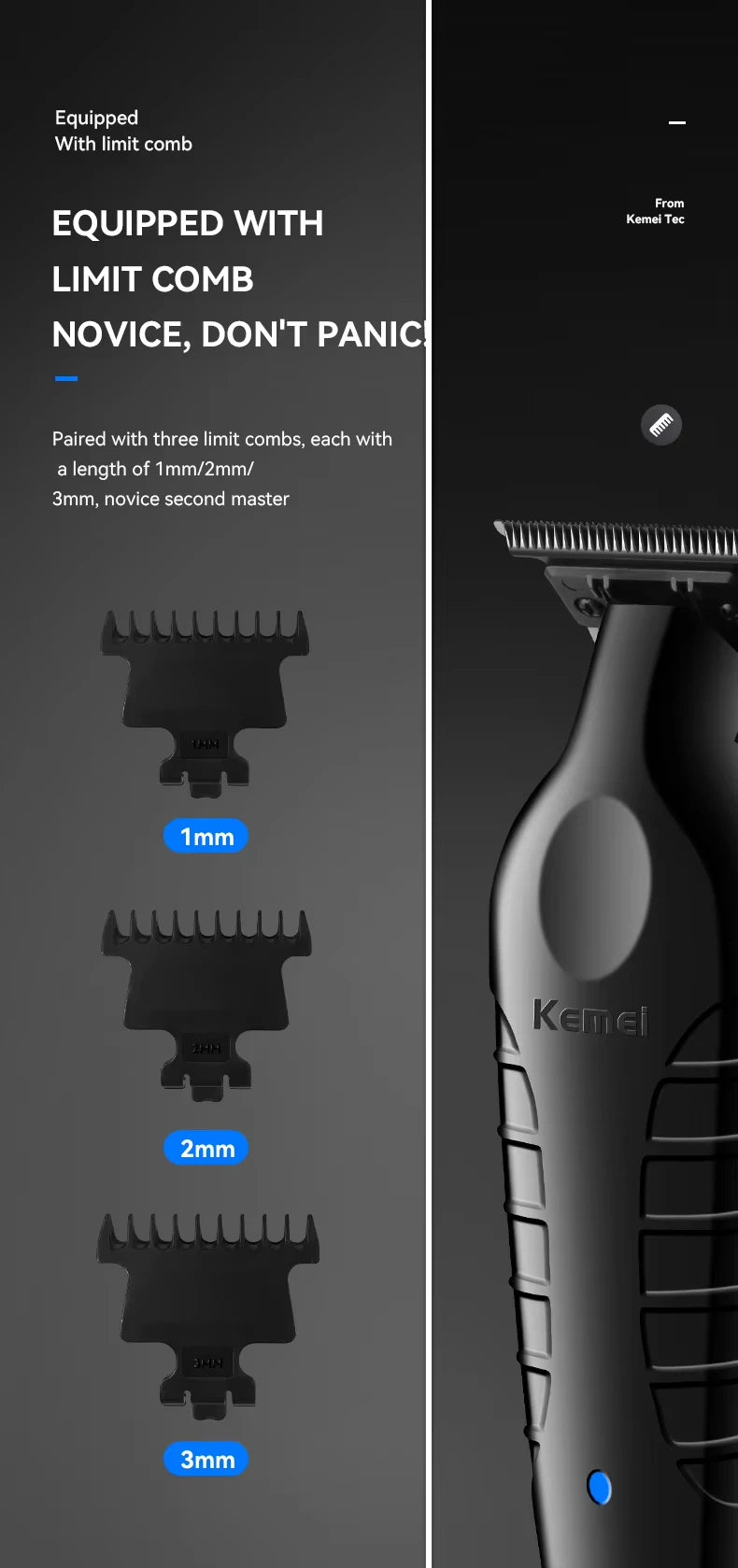 Kemei Professional Electric Hair Clippers USB Rechargeable Barber Trimmer Men's Electric Shaver Clippers KM-2299 KM-1102 Kit
