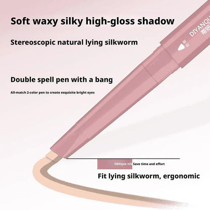 2 In 1 Double Ended Lying Silkworm Pen Two-tone Natural Under Eye Highlighter & Shadow Stick For Korean Makeup