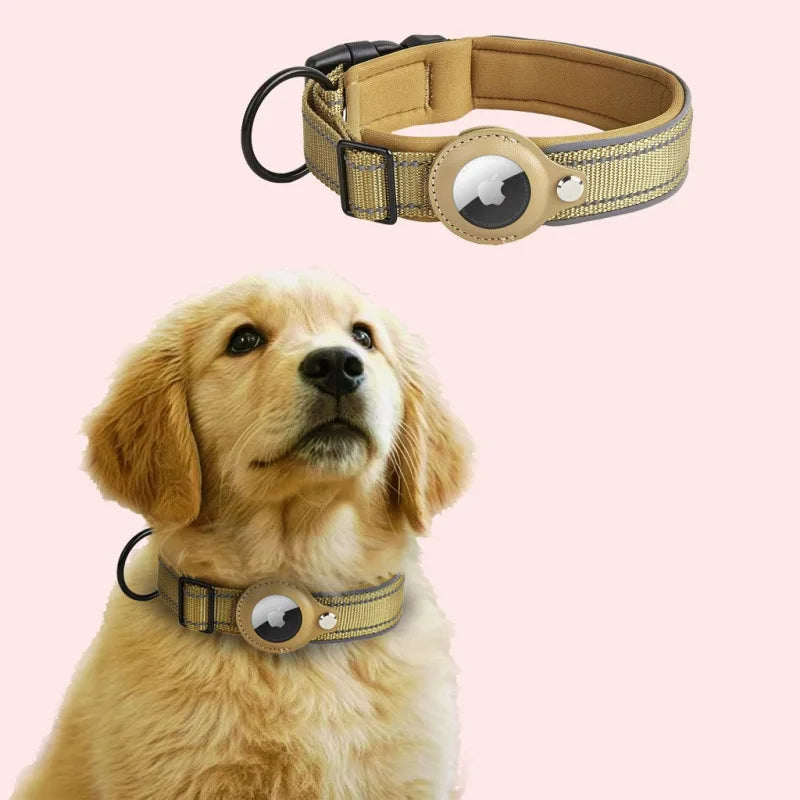For AirTag Dog Collar Reflective Dog Collar Padded Collars AirTag Holder Case Adjustable Pet Collar for Small Medium Large Dogs
