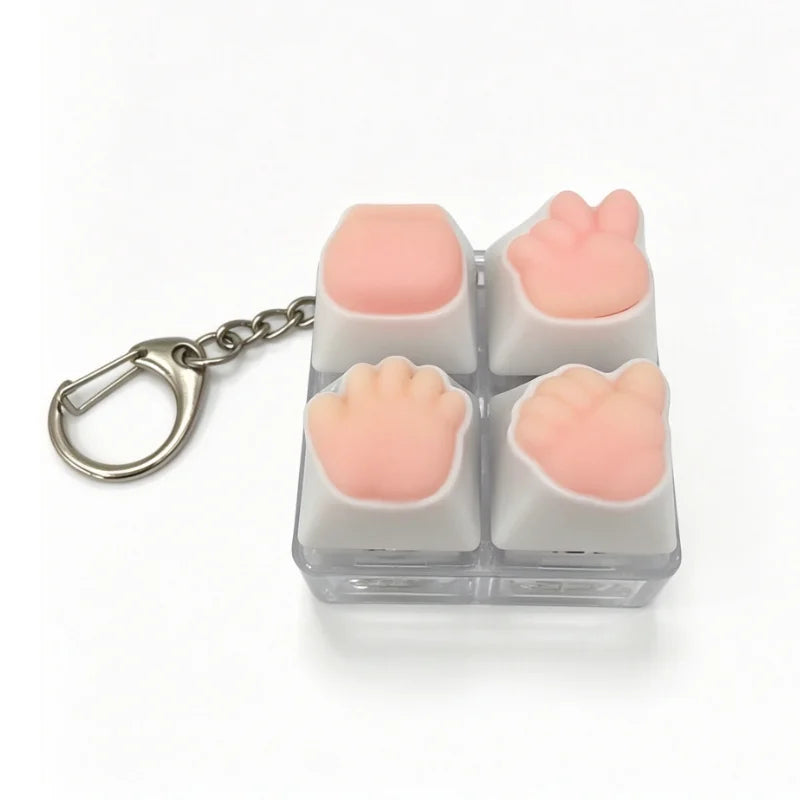 Cute Cat Paw Silicone Fidget Keychain Stress Relief Toy Portable Decor Gift For Mechanical Keyboard Lovers