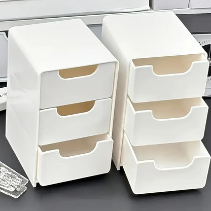 Chic 3-Tier Desk Organizer with Drawers - Ideal for Office Supplies, Jewelry & Cosmetics Storage - Portable Divider Box