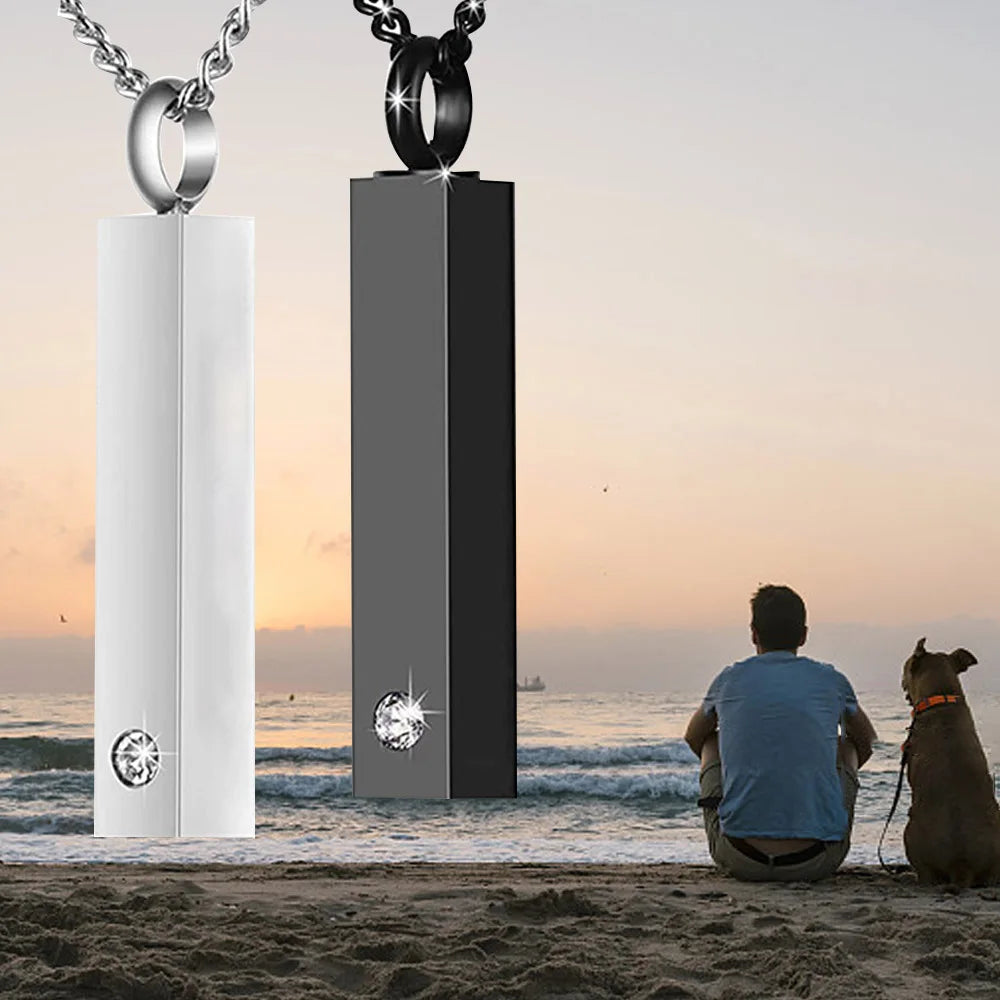 Cremation Jewelry Urn Necklace for Ashes for Men Women Keepsakes for Ashes Stainless Steel Memorial Bar Pendant Necklaces