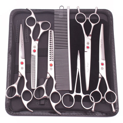 Purple Dragon Dog Grooming Scissors Kit 7" 6.5" Stainless Pet Curved Scissors Thinning Scissors Straight Shears Chunker Z3002