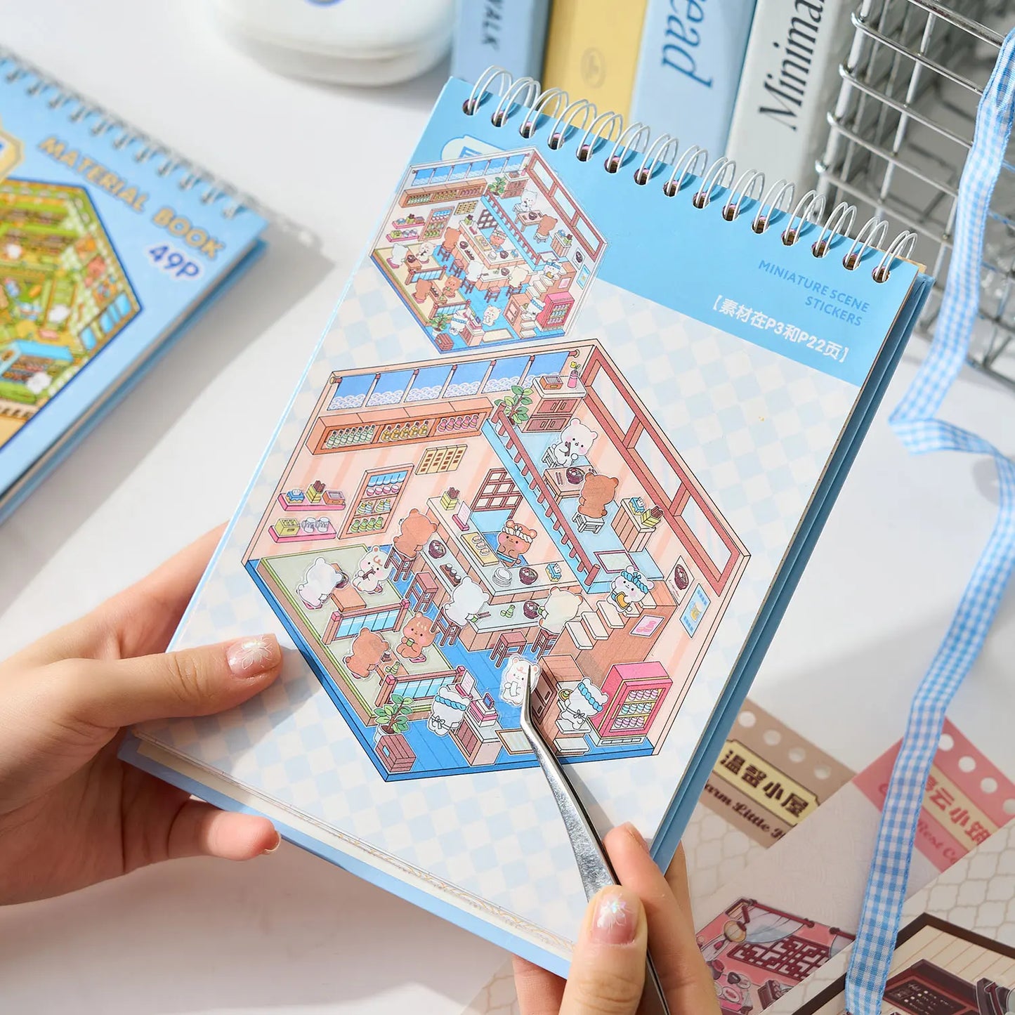 Mr Paper 49pcs/bag Business Town Series Mini 3D Miniature Scenography Sticker Book Visual Stacking Scene Stickers DIY Gift Decor