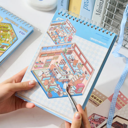 Mr Paper 49pcs/bag Business Town Series Mini 3D Miniature Scenography Sticker Book Visual Stacking Scene Stickers DIY Gift Decor