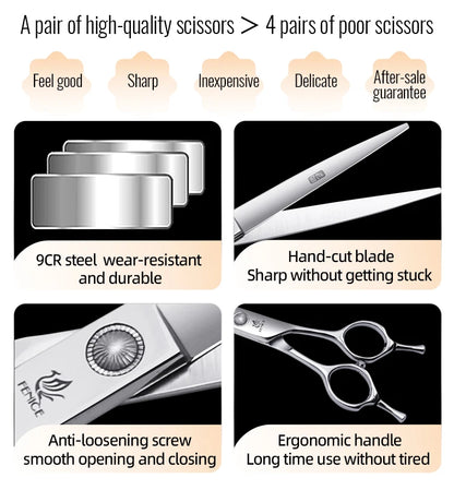 Fenice 6//6.5/7/7.5 Inch Professional Pet Dogs Grooming Scissors Set Straight&Curved &Thinner&Chunker Shear Scissors