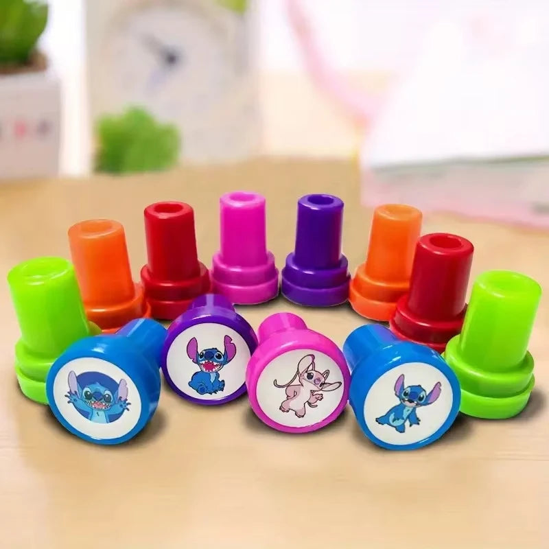 12PCS Cartoon Lilo & Stitch Seal Gift Stitch Cartoon Pattern Seal Kindergarten Rewards Stamps Christmas Gift