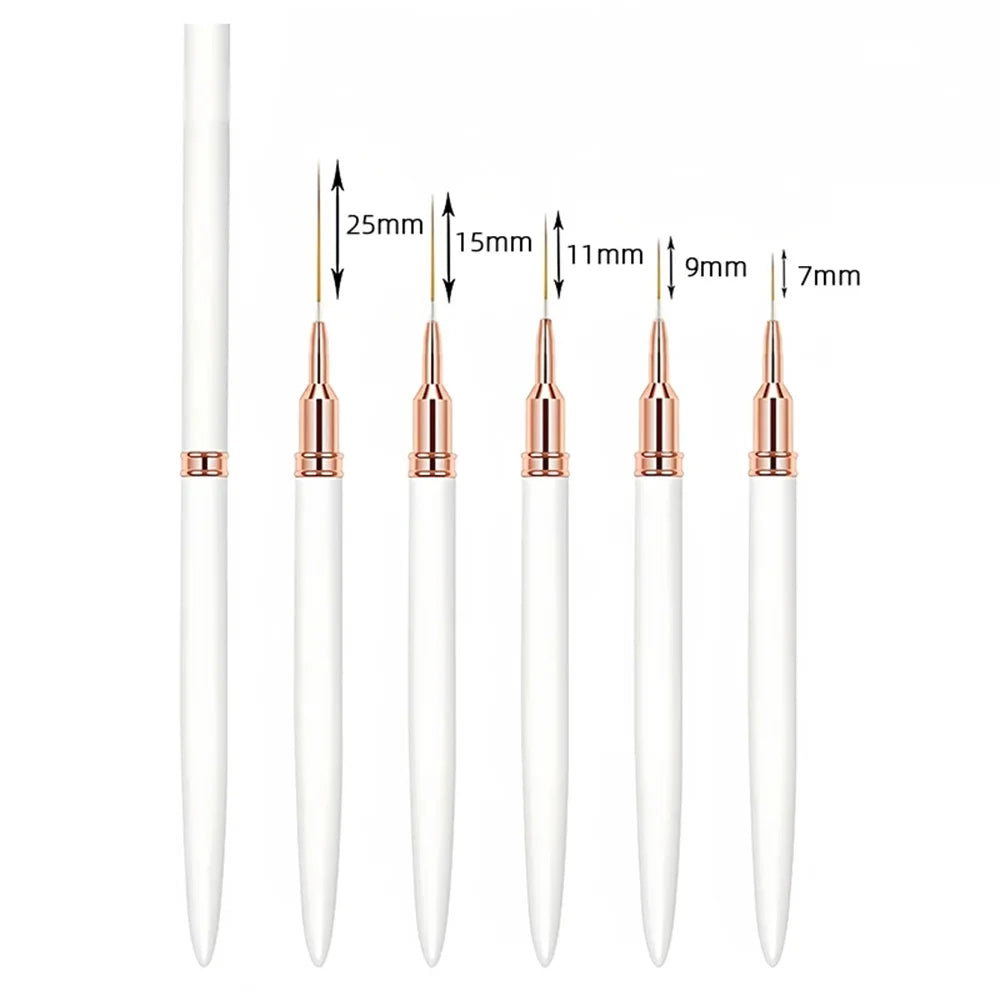 Professional Nail Art Liner Brushes Set 5pcs, Ultra Fine Tip for Detailed Striping, Drawing & Nail Design, Easy to Use DIY Manic