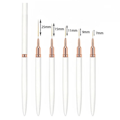 Professional Nail Art Liner Brushes Set 5pcs, Ultra Fine Tip for Detailed Striping, Drawing & Nail Design, Easy to Use DIY Manic