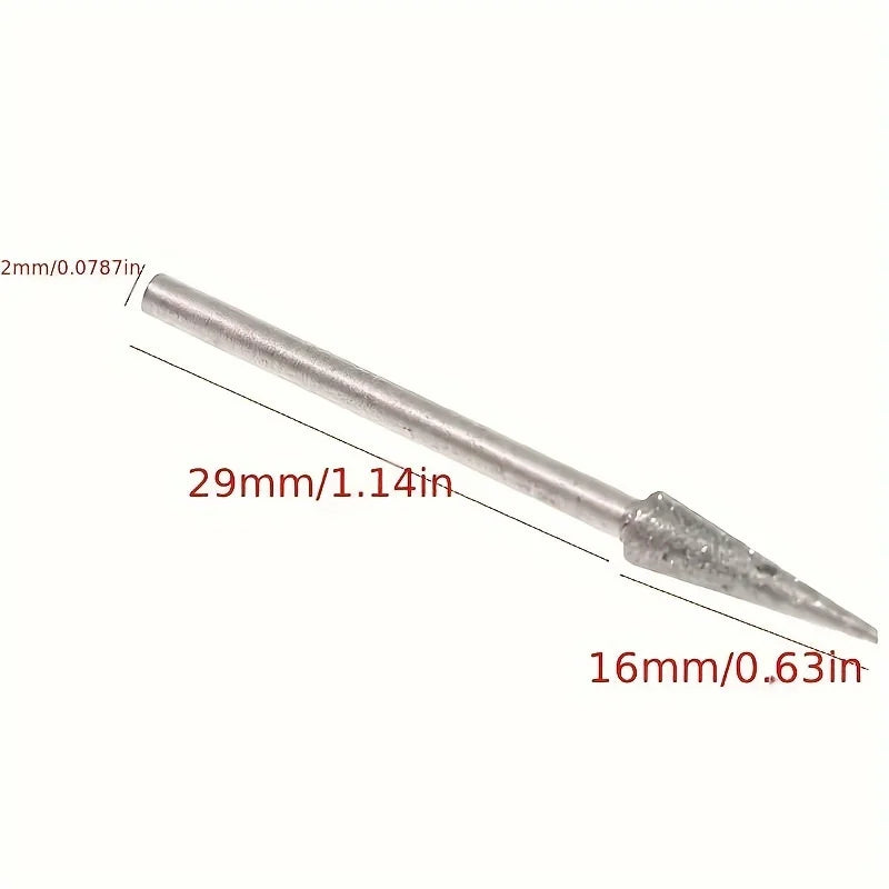 6Pcs 1-4mm Diamond Grinding Head Needle Bits Burrs Engraving Carving Tool 2.35mm Shank D