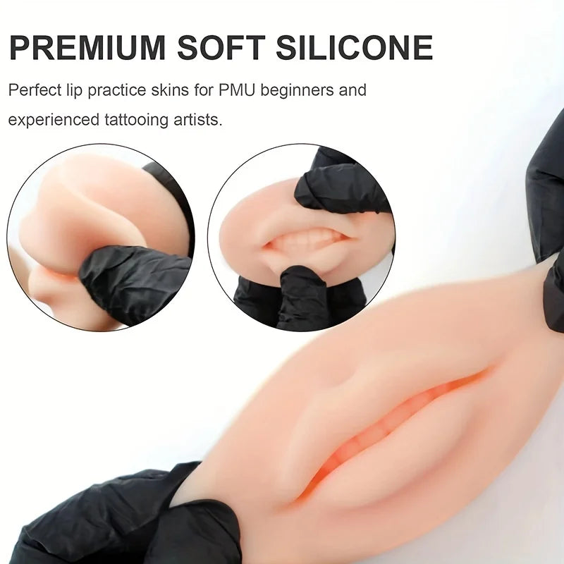 1/3/5Pcs Soft Silicone lip practice 3D Practice Lips Mold  With Teeth Reuseable Training Skin For Lip Blush Permanent Makeup