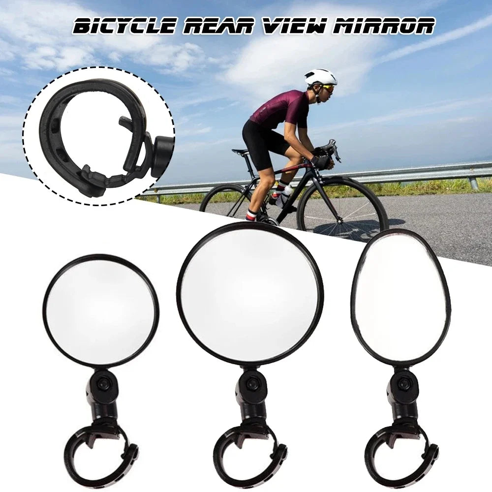 2pcs Adjustable Rotate Bicycle Auxiliary Rearview Mirror Handlebar Mount Wide-Angle Convex Cycling Rear View Mirrors Accessories