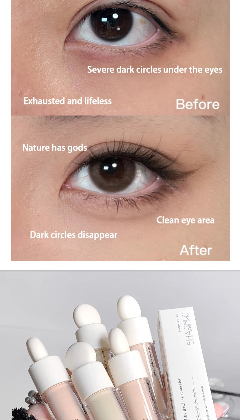 SHAQINUO Flawless Hydrating Concealer - Brightens Dark Circles & Smooths Tear Troughs | Long-lasting Formula, Non-cakey Finish
