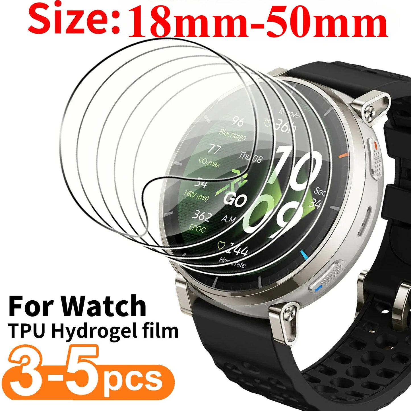 3-5PCS Hydrogel Film Universal Round Watch Screen Protector Film 18-50mm 29mm 30mm 31mm 32mm 33mm 34mm 35mm 36mm 37mm 38mm 39mm