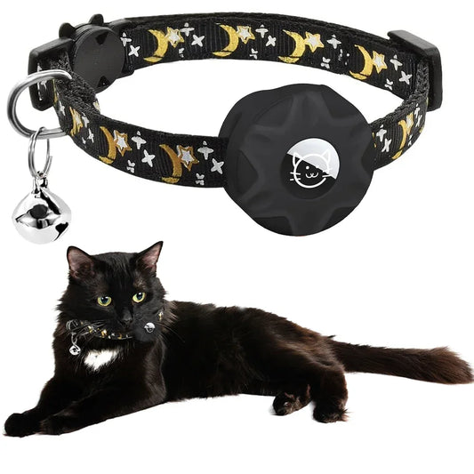 for Apple Tag Cat Collar, Reflective Kitten Collar with Airtag Case Holder and Bell for Girl Boy Cats ,Safe Breakaway Necklace
