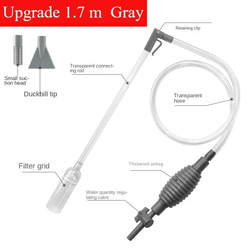Siphon Pump with Filter Nozzle Fish Tank Water Changer Air Pump Cleaning Accessorie Handheld Aquarium Gravel Cleaner Vacuum Tool