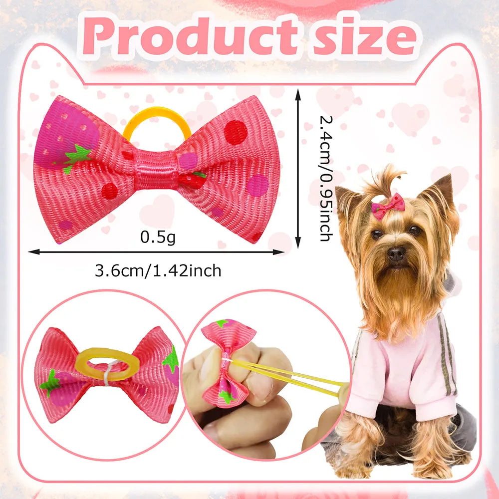 10PCS/30PCS Dog Bow with Rubber Band Dog Hair Accessories Handmade Movable Puppy Bows for Dogs Cats Cute Headband Accessories