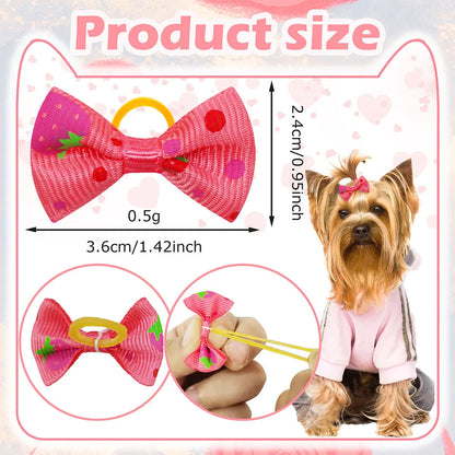 10PCS/30PCS Dog Bow with Rubber Band Dog Hair Accessories Handmade Movable Puppy Bows for Dogs Cats Cute Headband Accessories