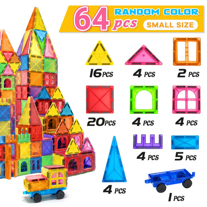 40/64/100PCS Magnetic Building Blocks Montessori  Educational Constructor Toys Set For Kids Game For Boys Girl Gifts