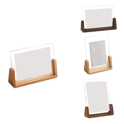 Walnut/Beech Creative Photo Frame Acrylic U Shape Transparent Frame Desktop Wood Wedding Pictures Frame Office Decor