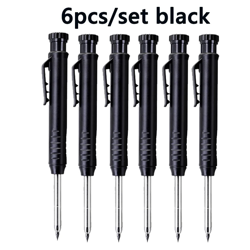 6Pcs Engineering Drawing Woodworking Marking Mechanical Pencils, 2.8mm Long Head Carpenter Pencil, Applicable Construction Works