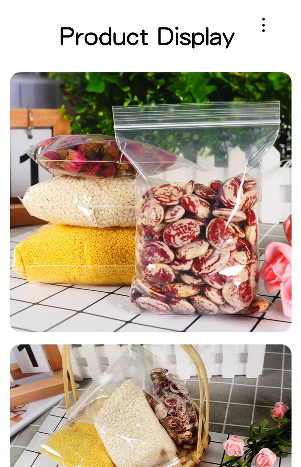 100 Pcs/Pack 5-12 Wire Self Seal Clear Plastic Poly Resealable Ziplock Bags Food Storage Fresh Package Reclosable Multi Size