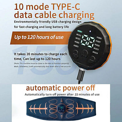 Muscle Toner Smart Abdominal Toning Belt EMS Muscle Stimulator Ab Trainer USB Charge Body Massager Weight Loss Fitness Equipment