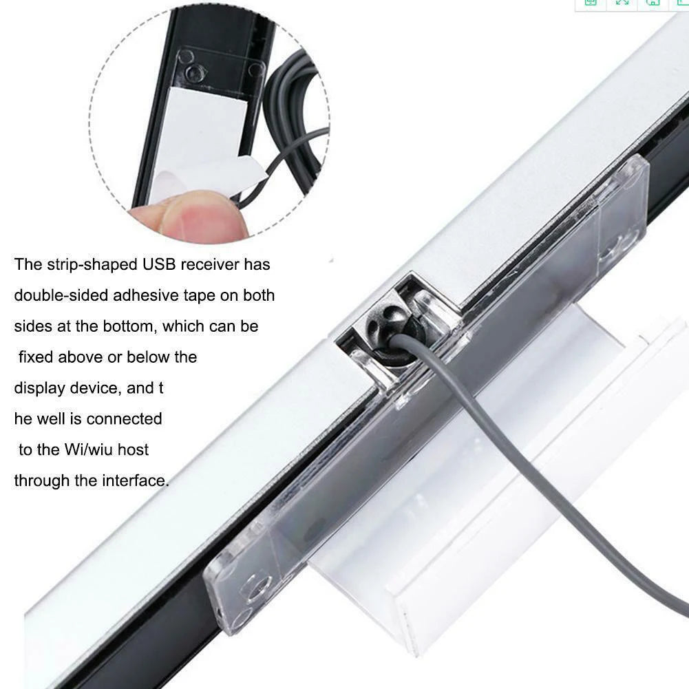 Wired Motion Sensor Receiver with Extension Cord Wired USB Infrared Ray Sensor Receiver IR Signal Ray for Nintendo Wii/Wii U