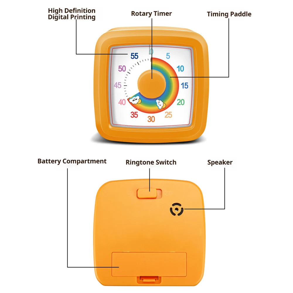 Visual Timer Children's Self-discipline Tool Countdown 60-minute Student Learning Homework Time Pomodoro Stopwatch Management