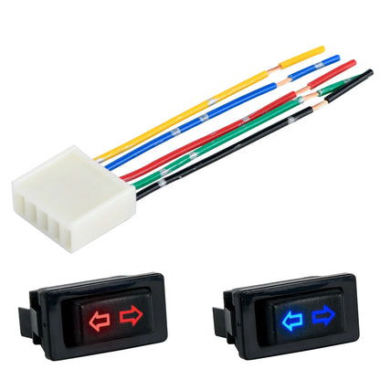 Universal Auto Car Power Window Switch Lifting Switch 5 Pin DC 12V 20A Blue/Red Light Color And Harness