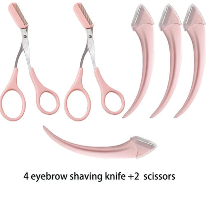 Eyebrow Trimming Knife Eyebrow Face Razor For Women Professional Eyebrow Scissors With Comb Brow Trimmer Scraper Accessories