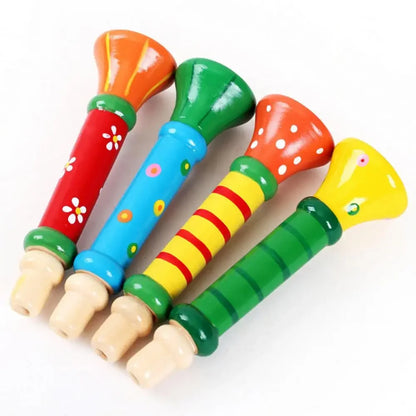 1Pc Wooden Trumpet Toy Horn Whistle Musical Instrument for gifts Toys Sound Training Games