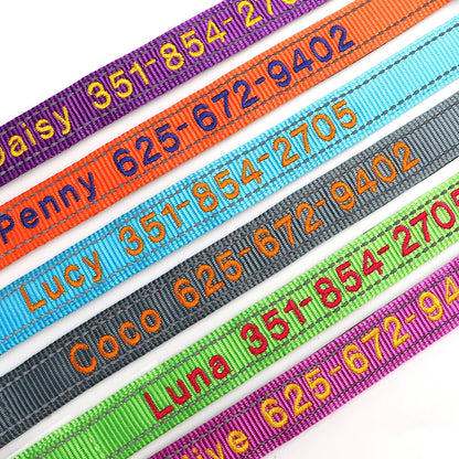Embroidered Nylon Dog Collar Personalized Puppy Cat Collars Reflective Pet ID Collars DIY Phone Name ID For Small Large Dog Cat