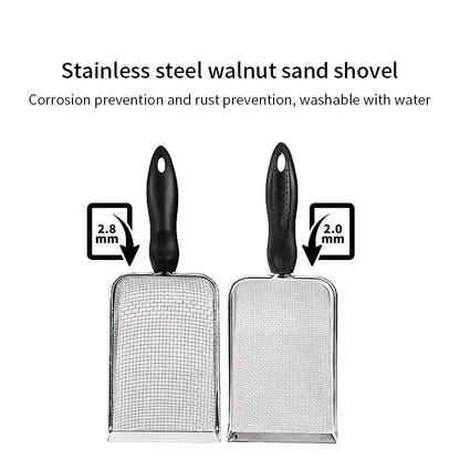 Cat Litter Shovel Stainless Steel Reptile Sand Substrate Shovel Clean Up Feces Fine Mesh Sifter For Bedding cat litter scoop