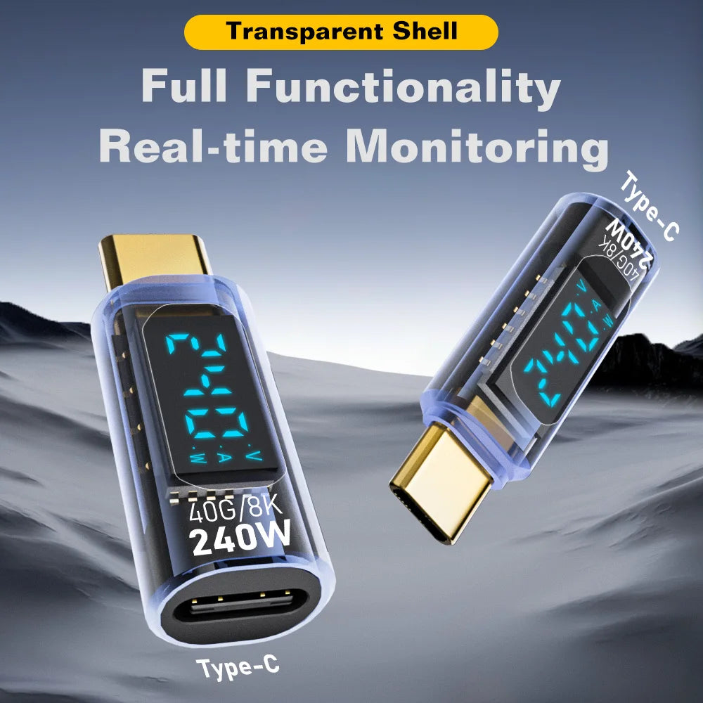 40Gbps USB4 Type C Adapter Digital Display USB 4 80Gbps Thunderbolt 4/5/3 Cable Connector USB-C to USB-C OTG 240W 8K for Laptop