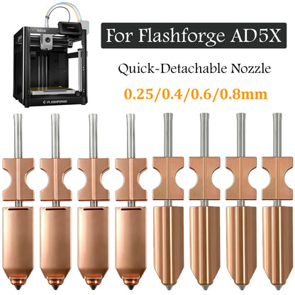 For FlashForge Ad5x Nozzle HTR 550°C Hardened 0.25 0.4 0.6 0.8 32mm³/s High Flow Ad5x Accessories Quick-Detachable Ad5x Hotend