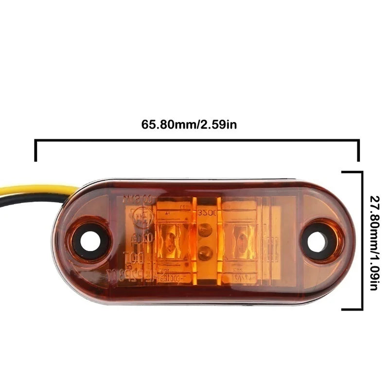 20/10PCS 4 LED 12V-24V Side Marker Lights Oval Front Rear Clearance Indicator Lamp Truck Accessorie for Trailer BUS Van Caravan