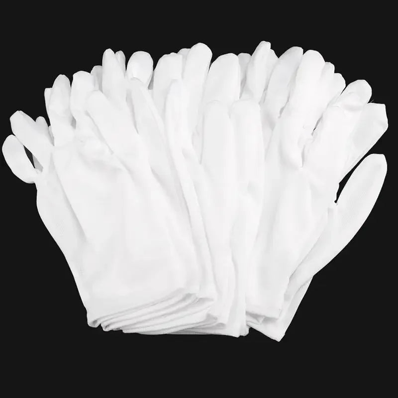 6Pairs White Cotton Work Gloves for Dry Hands Ceremonial Handling Film Jewelry Silver Inspection Gloves Household Cleaning Tool