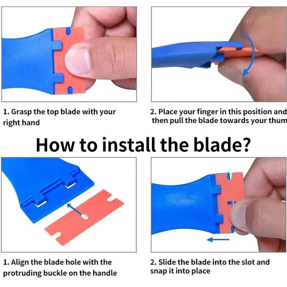 Plastic Razor Blade Scraper Tool Razor Scraper With Plastic Blades Cleaning Scraper Remover For Floor Stove Car Window Glass