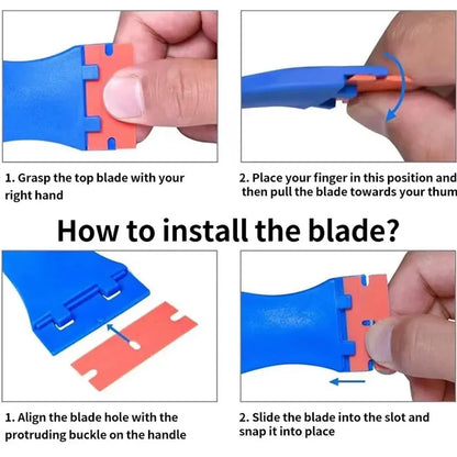 Plastic Razor Blade Scraper Tool Razor Scraper With Plastic Blades Cleaning Scraper Remover For Floor Stove Car Window Glass