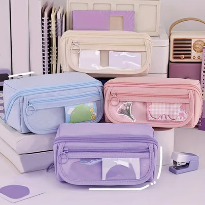 1pc large capacity learning pencil case with multifunctional desktop organization and storage stationery box for boys and girls