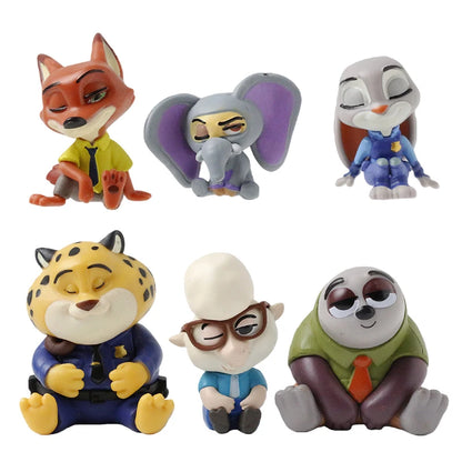 6pcs/set Zootopia Zootropolis Judy Hopps Nick Wilde Cartoon Movie Action Figure Toys Collection Model Cute Doll Gift Decoration