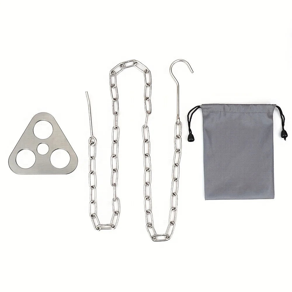 Portable Detachable Outdoor Barbecue Tripod Hanging Rack Stainless Steel Camping Campfire Grill Pot Triangle Stand Set