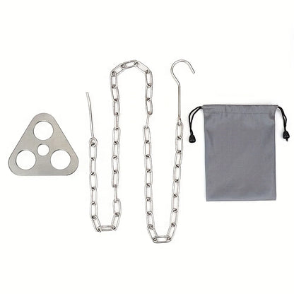 Portable Detachable Outdoor Barbecue Tripod Hanging Rack Stainless Steel Camping Campfire Grill Pot Triangle Stand Set