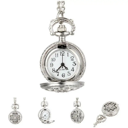 Fashion Vintage Women Quartz Pocket Watch Alloy Hollow Out Flowers Lady Girl Sweater Chain Necklace Pendant Clock Gifts