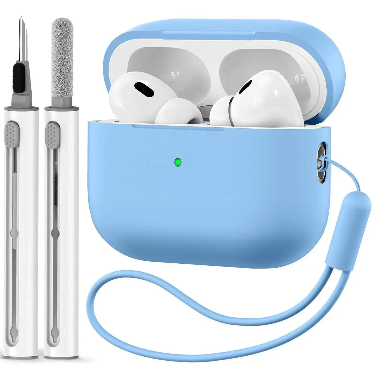 For 2025 Apple  AirPods Pro 3 protective case soft skins case with cleaning kit and lanyard  For AirPod Pro3 [visible front LED]