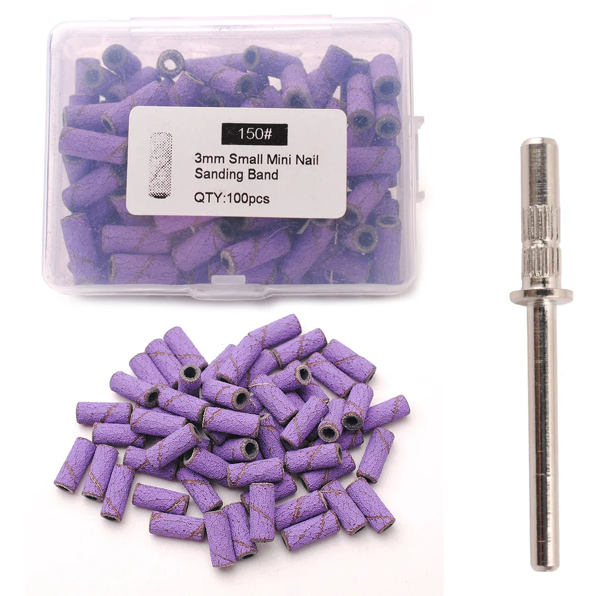 100pcs 3.1mm Mini Sanding Bands Kits Nail Drill Bits Mandrel Sets Electric Manicure Accessories Tool Dead Skin Remover